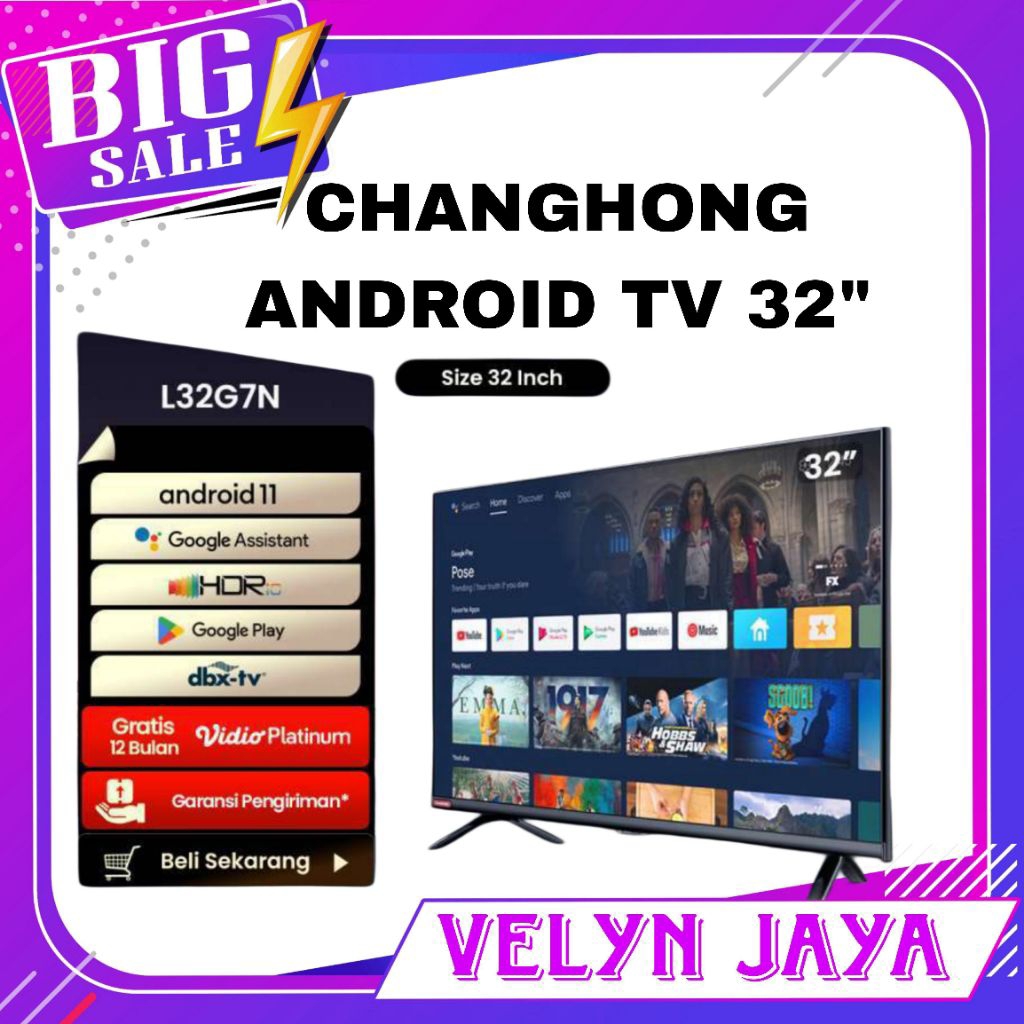 Android tv murah changhong 32 inch garansi resmi