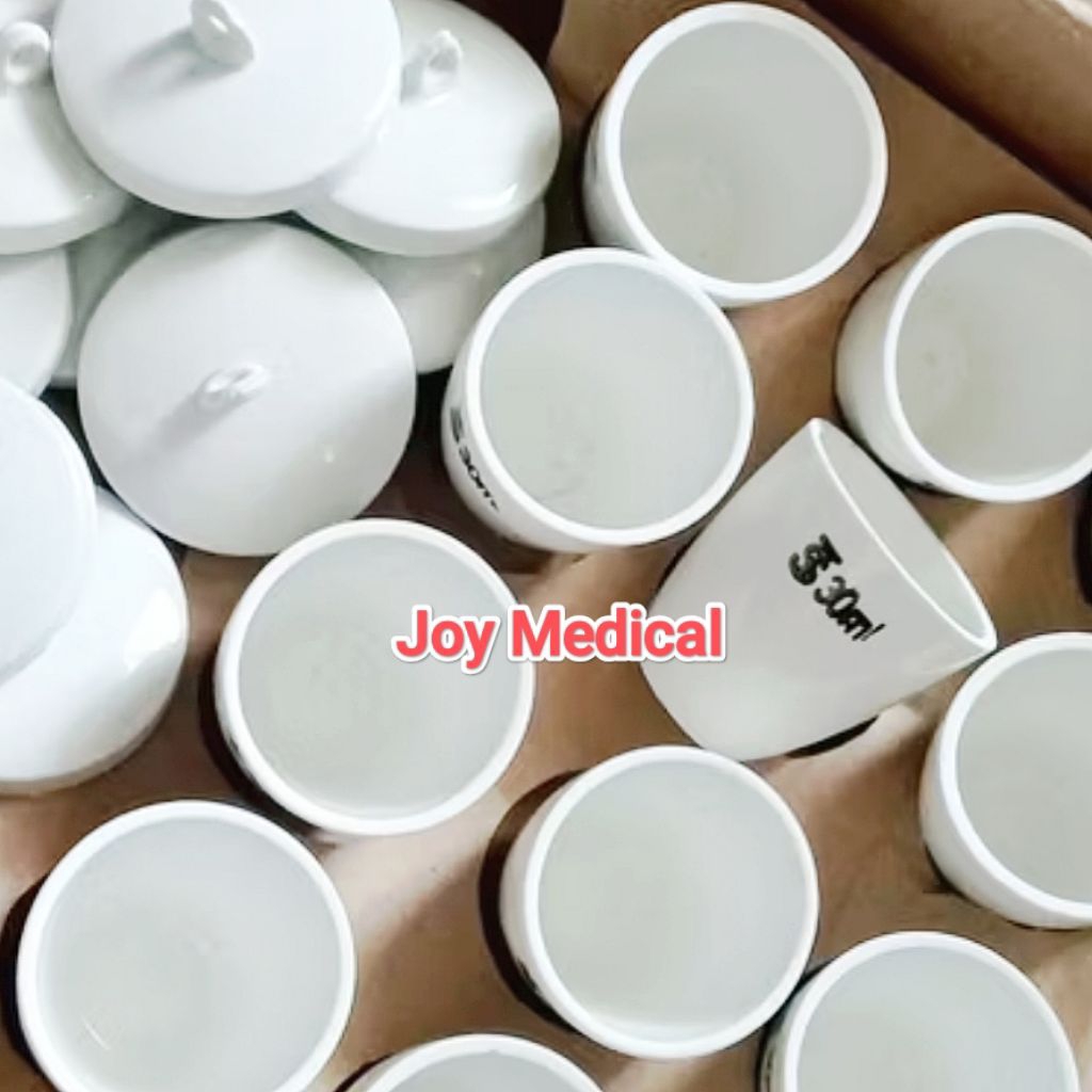 Cawan Crucible 20ml, 30ml, 40ml, 50ml, 100ml Porcelain + Tutup | Cawan Krusible Laboratory (Packing 