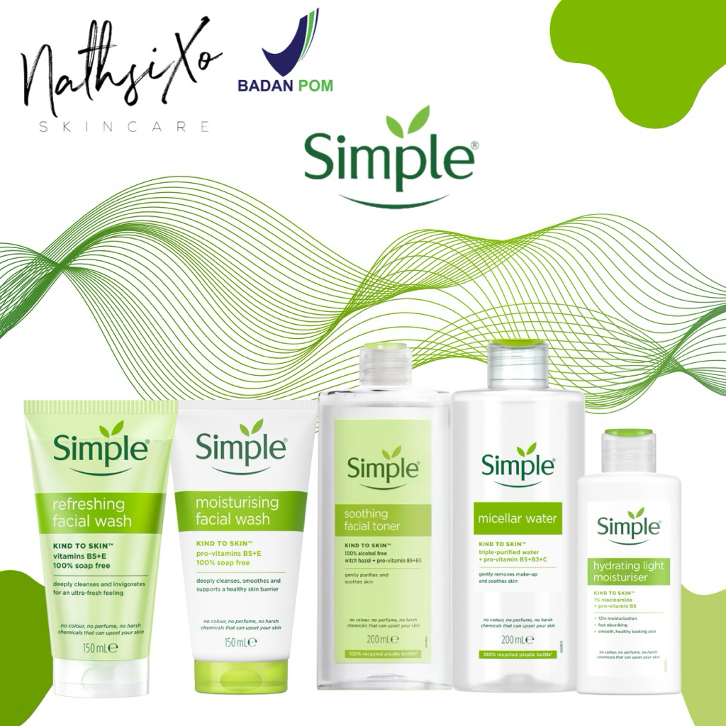 [BPOM] Simple Refreshing, Moisturising Facial Wash, Soothing Toner, Micellar Cleansing Water Hydrati