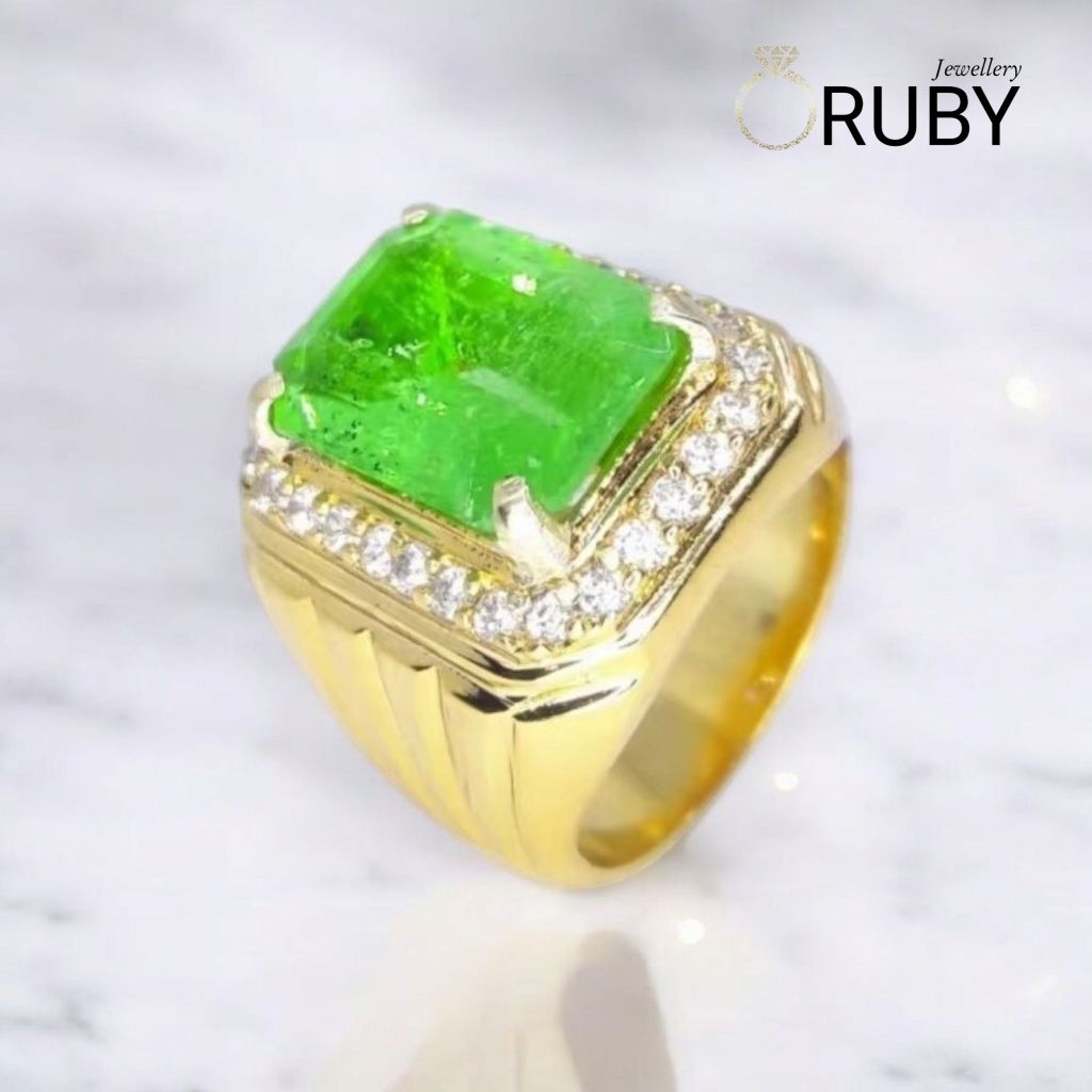 Cincin Batu Natural Emerald Zamrud Beryl Colombia