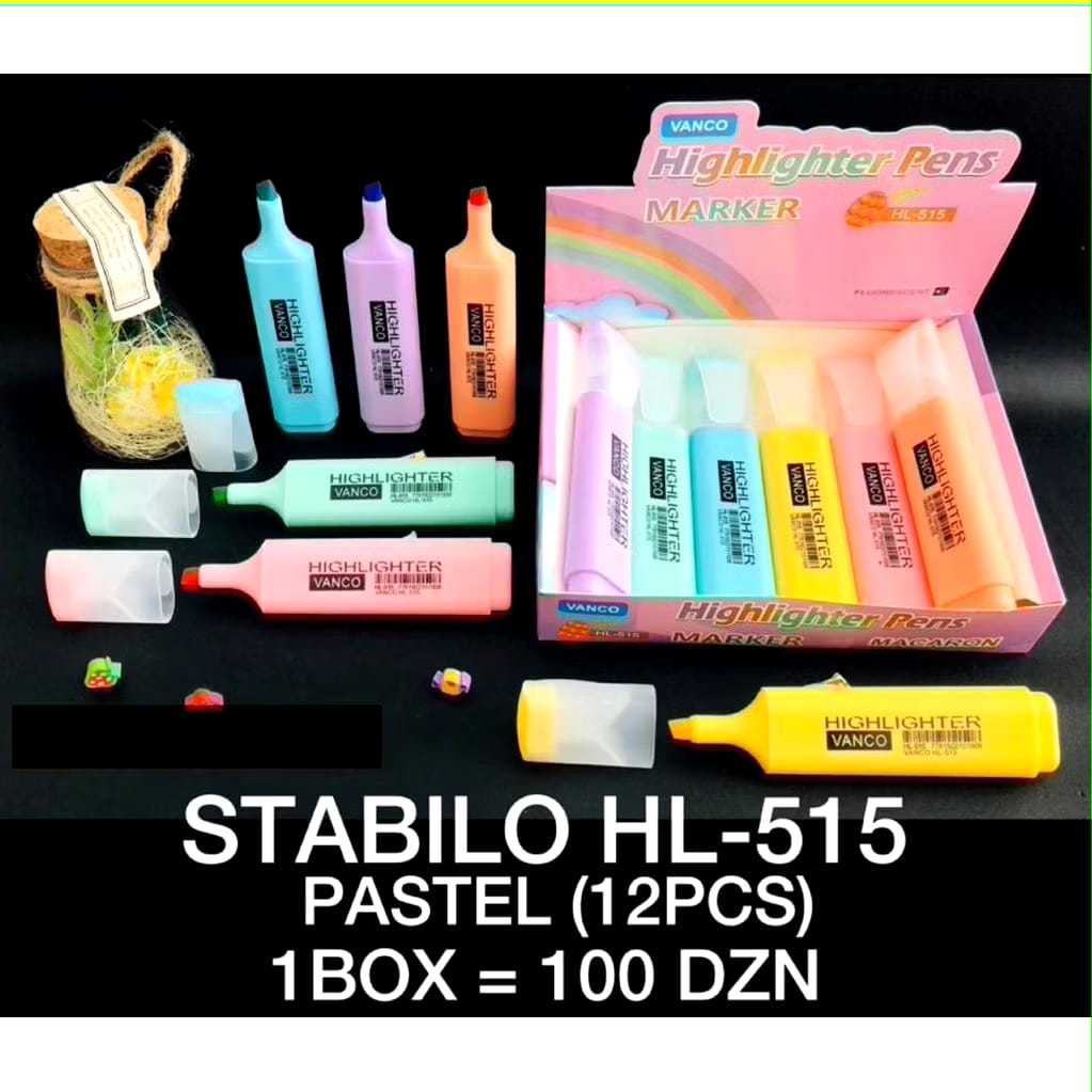 

1LUSIN 12PCS STABILO HIGHLIGHTER SET WARNA PASTEL/ KARAKTER LUCU MURAH PEWARNA PENANDA TULISAN SPIDOL