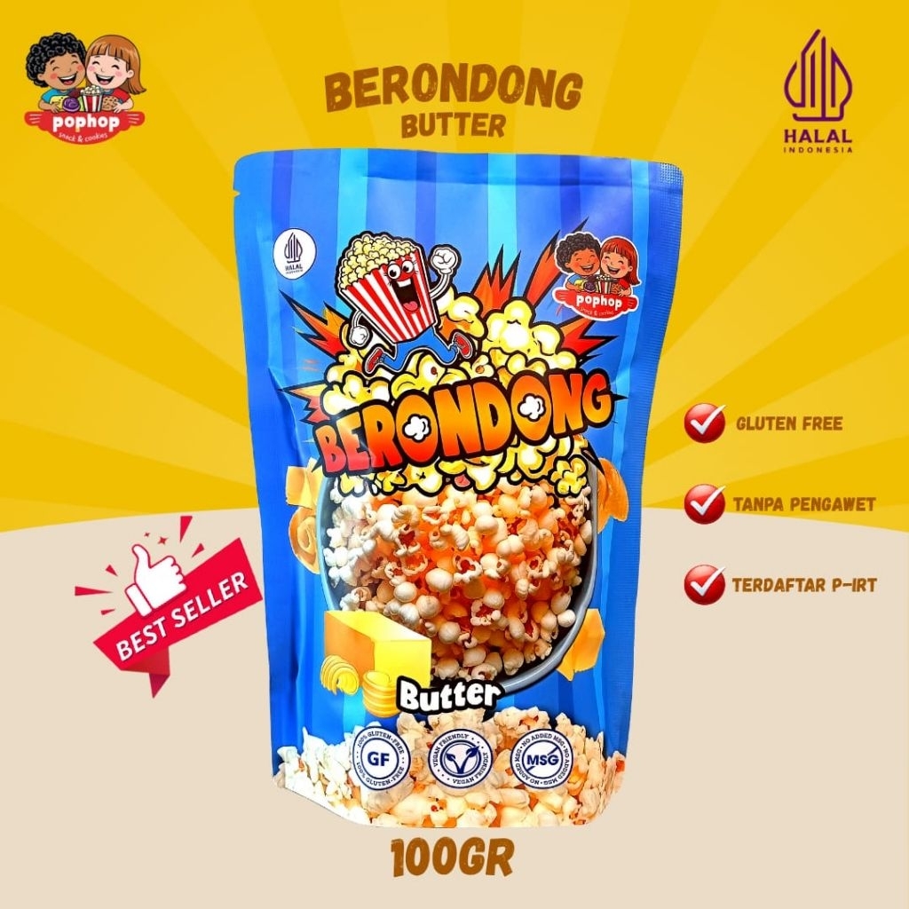 

BUTTER POPCORN 100gr- PopHop Berondong / Camilan Manos Caramel Crispy Popcorn Jagung
