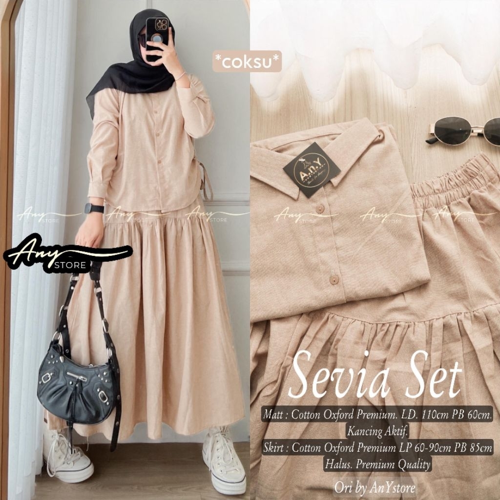 Stevia Setelan Rok Polos Ld110 Katun Premium Cantik Casual