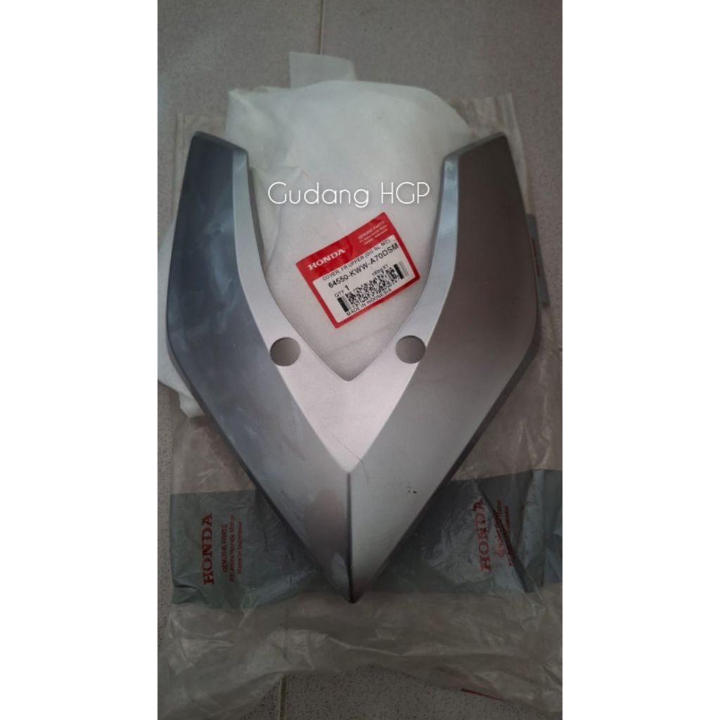 Cover Front Upper DG SL MT Silver Tameng Dasi Depan Revo 110 DX 64550-KWW-A70DSM Ori Honda Genuine P