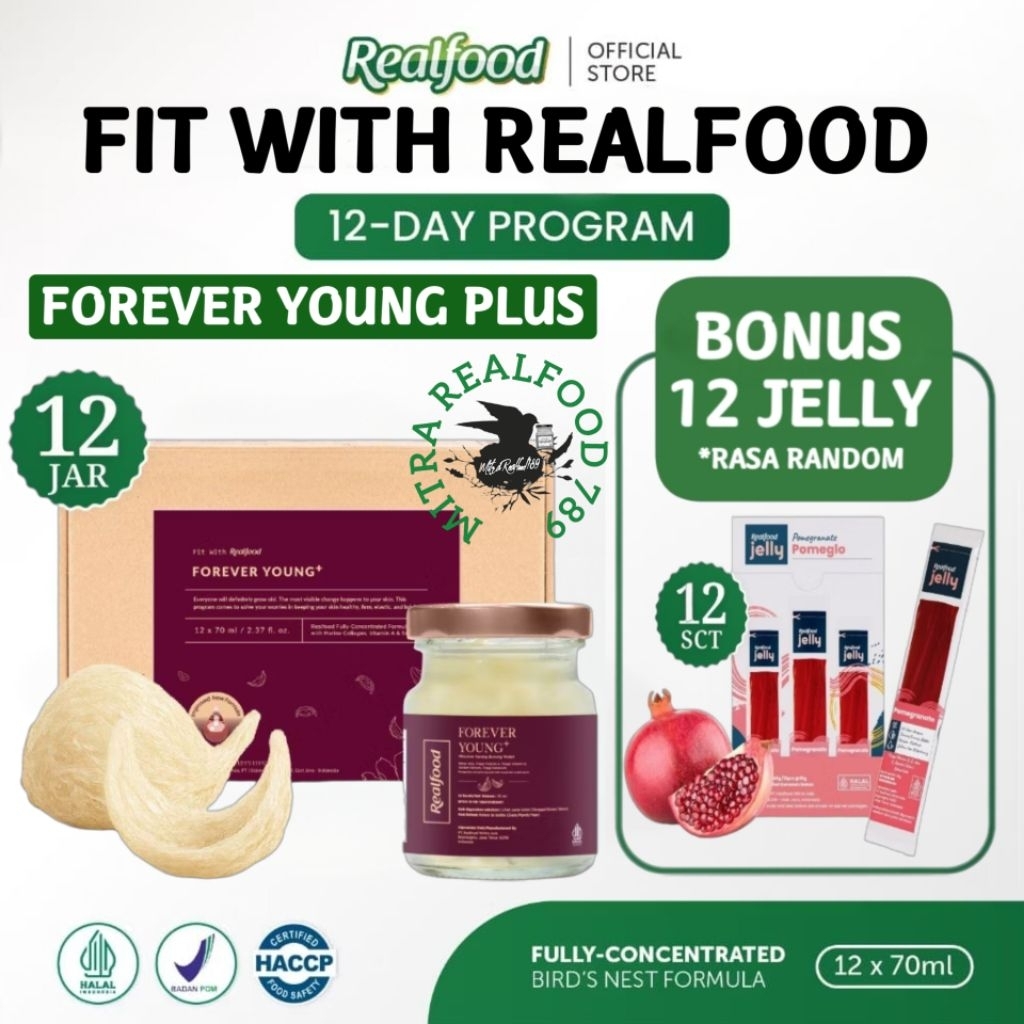 

Realfood Forever Young Plus Kolagen 6 Botol & 12 Botol Bonus Jelly ( Minuman Sarang Burung Walet )