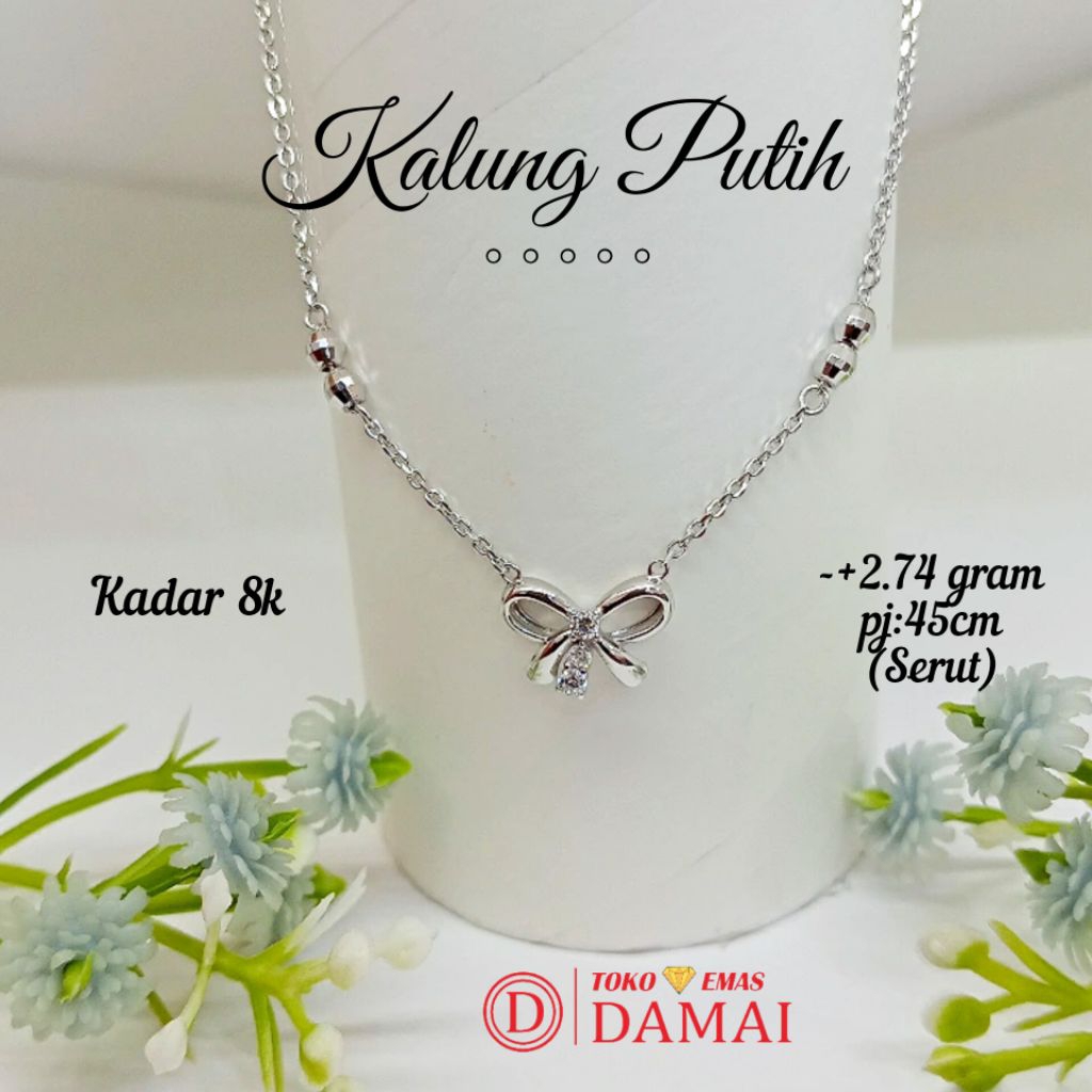 Kalung emas putih model pita 8k ||-+2.74gram
