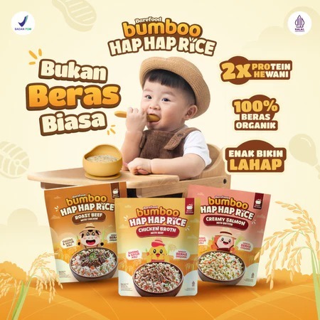 

BUMBOO Hap Hap Rice - 100% Beras Organik Double Protein Hewani Bahan Alami Tanpa Pengawet