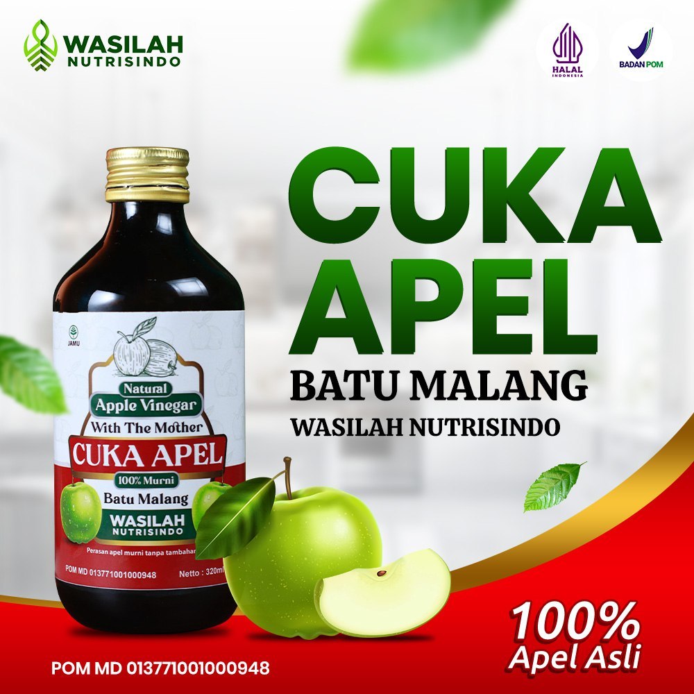 

Cuka Apel Batu Malang 320ml – With The Mother 100% Murni | Wasilah Nutrisindo BPOM Halal