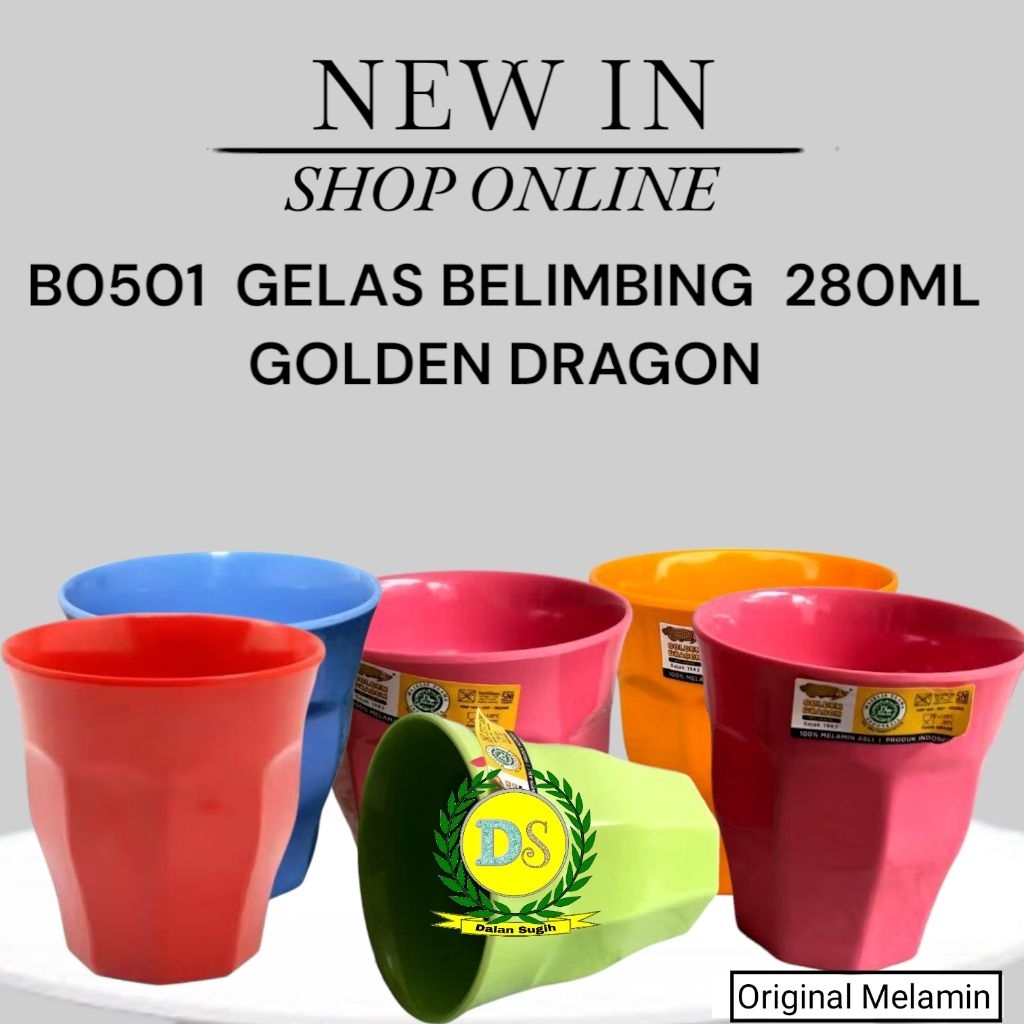 Original Melamin B0501 Gelas Belimbing 280ml Golden Dragon