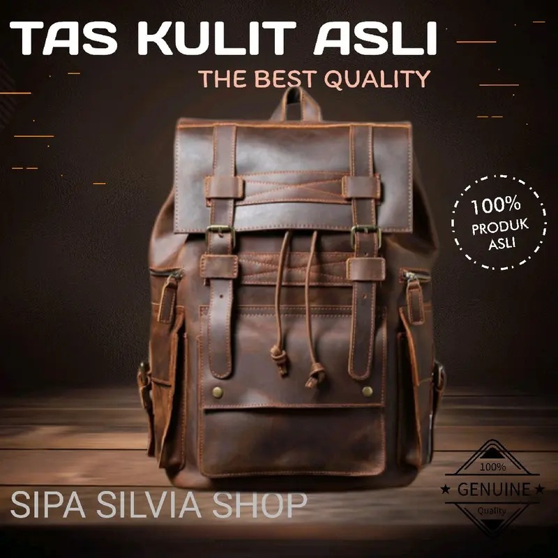 terbaru  tas ransel kulit pria - tas kerja pria kulit sapi garut kulit crazy hourse