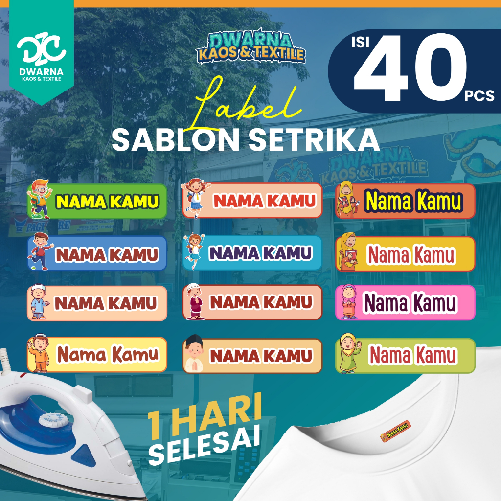 

LABEL SABLON SETRIKA, LABEL NAMA, SABLON LABEL KAOS, LABEL NAMA, SABLON DTF