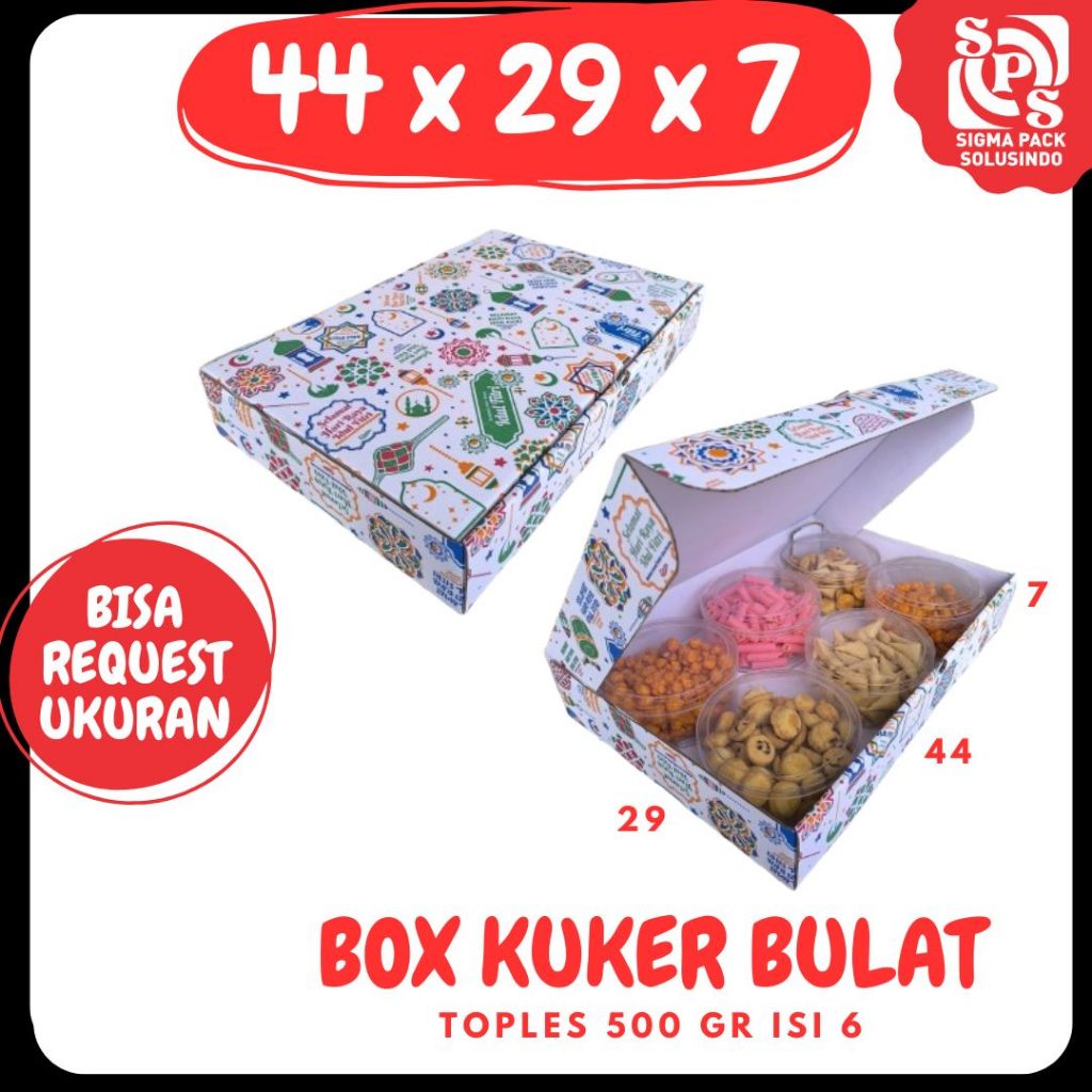 

Box 44x29x7 Lipat Depan Kue Kering isi 6 500gr Polos/ Motif Hampers Kuker/Kue Kering Zigma Shop