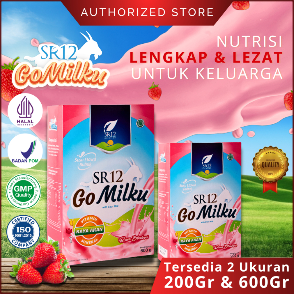 

Susu Kambing Etawa Bubuk Rasa Stroberi | Gomilku SR12 Halal MUI BPOM - 200gr / 600gr