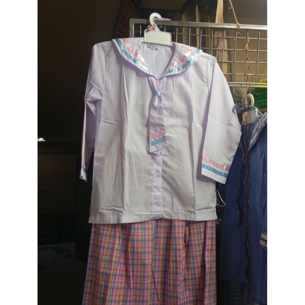 seragam sekolah anak tk/paud model kerah popay warna pink