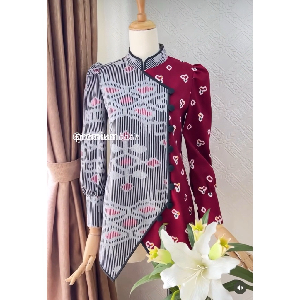 Atasan Batik Cirebon Bahan Katun | Atasan Blouse batik wanita kerja fashion