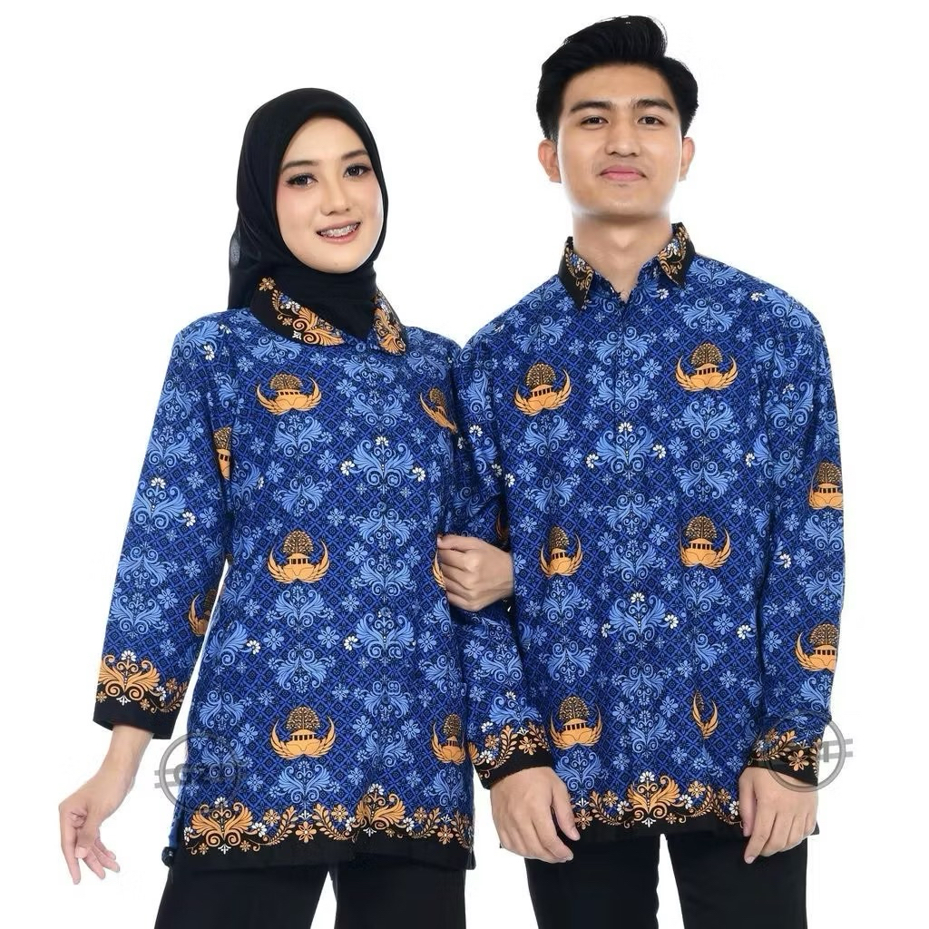 BATIK KORPRI TERBARU 2025, BATIK KORPRI PRIA, BATIK KORPRI WANITA, BATIK KORPRI KERAH HITAM, SRAGAM 