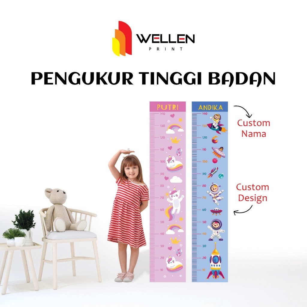 

WELLEN PRINT - Cetak Pengukur Tinggi Badan / Print Growth Chart Sticker Dinding Anak / Wall Decor Alat Ukur Panjang untuk Hiasan Dinding / Stiker Height Chart Waterproof Pajangan