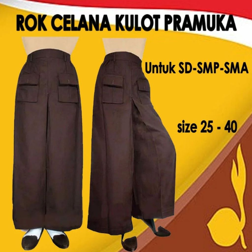 Rok Kulot Pramuka Panjang SMP/SMA Rok Celana Pramuka Bahan Rafilo Premium | Rok Pramuka Saku Depan