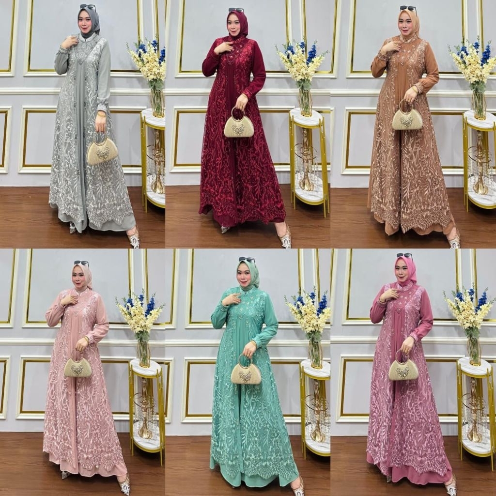 Aruna Dress // Gamis Ceruty Payet Mewah // Ready Gamis Mewah Elegan