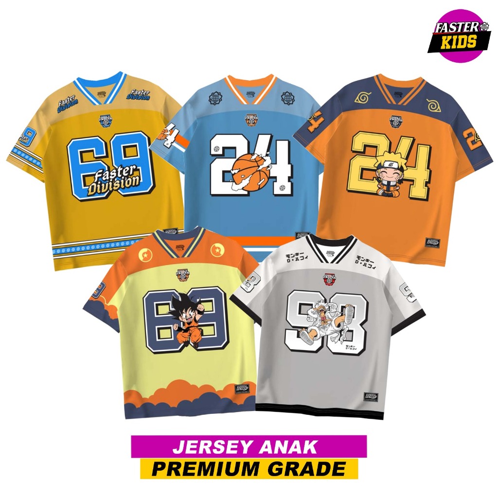 FASTERKIDS - Jersey Anak Series Number Laki Laki Perempuan - Baju Atasan Full Printing Sublimasi