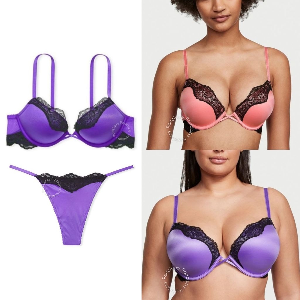 Victoria Secret Bombshell Lace Trim Adds 2 Cup Bra Push Up Level 4 34C 36D 11213979