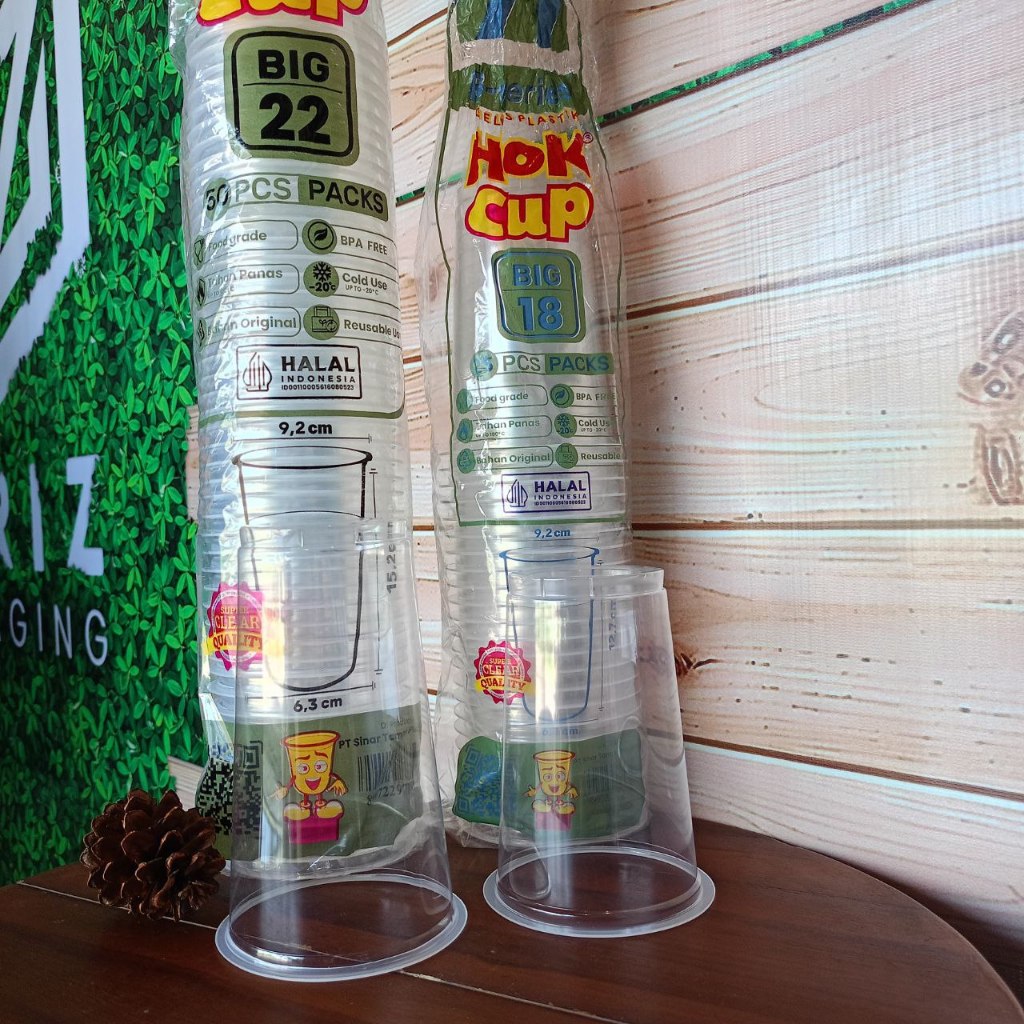 Gelas Plastik Cup Bening HOK 18 oz Big Food Grade | Cup Es Teh Es Teler