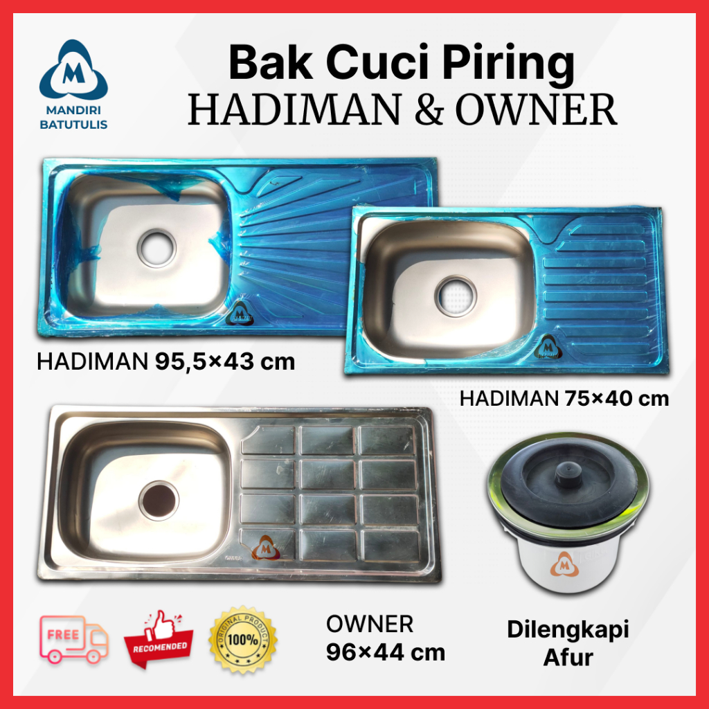 Bak Cuci Piring Stainless Steel - Bak Cuci + Afur Jumbo - Wastafel Dapur Anti Karat
