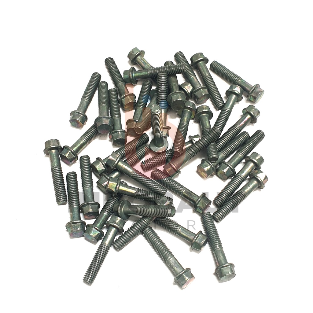 10 - 100 PCS Baut Blok Mesin 6x30 Kunci 8 Hijau Flange Bolt M6X30 Ulir 10 Drat Halus