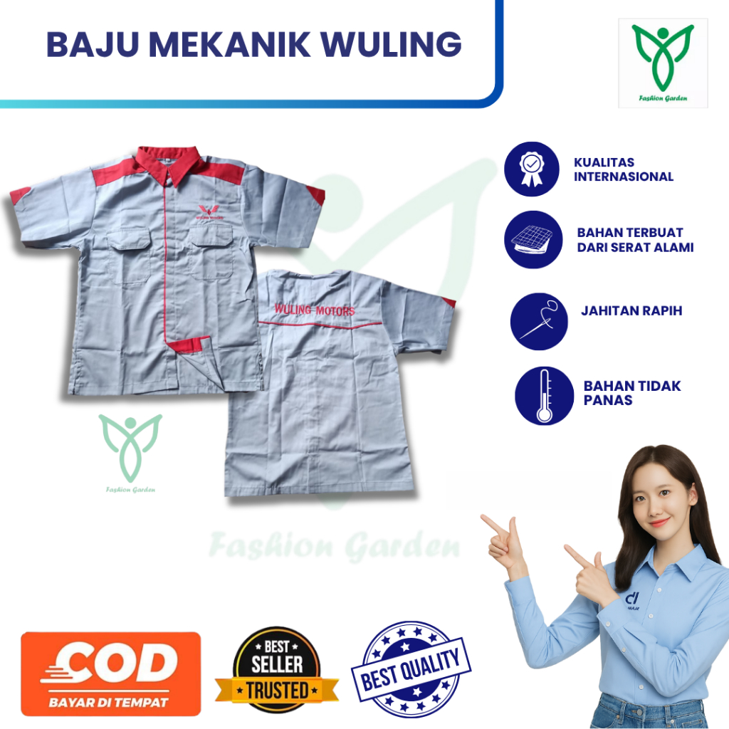 Baju Wuling Motors | Baju Mekanik Wuling | Baju Abu Wuling | Kemeja Abu Wuling | Baju Mekanik Wuling