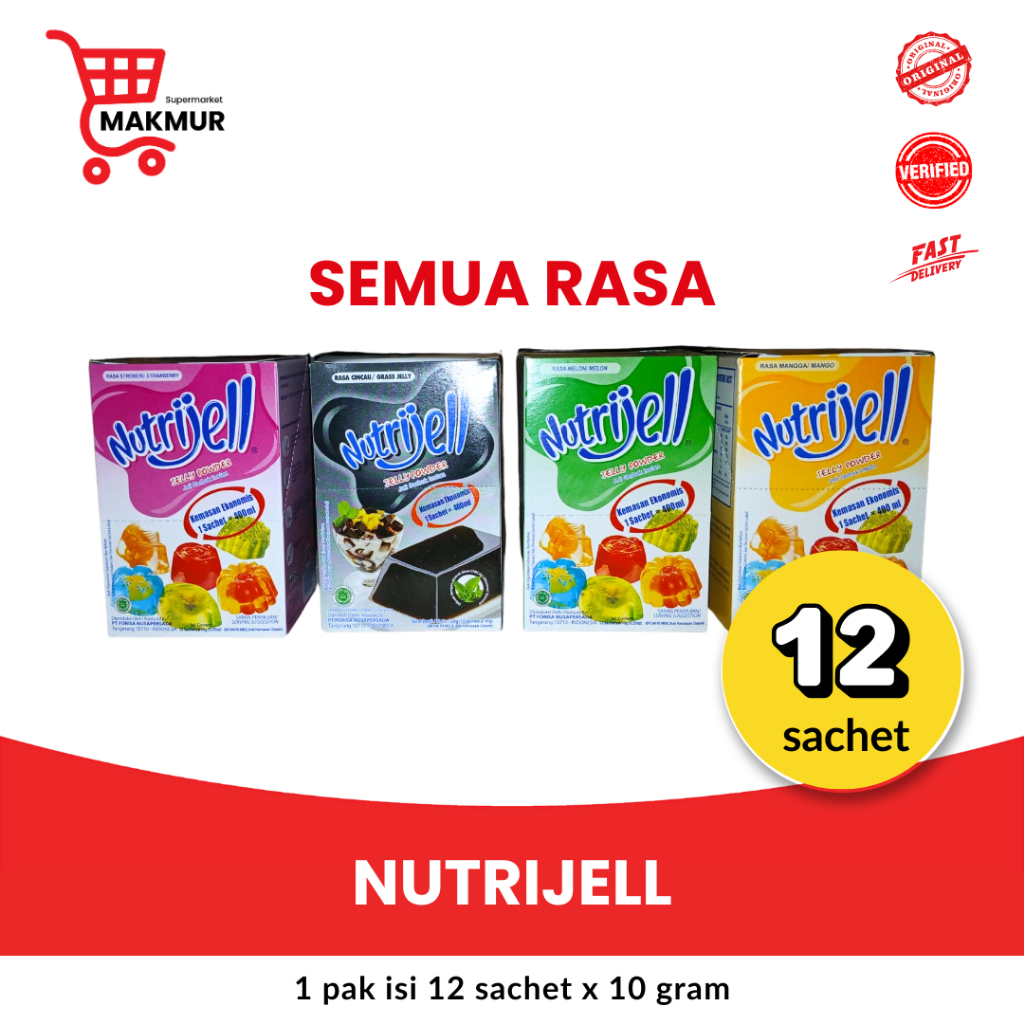 

NUTRIJELL Agar Agar Jelly 1 BOX [12 pcs x 10g ] - Tkmakmur24