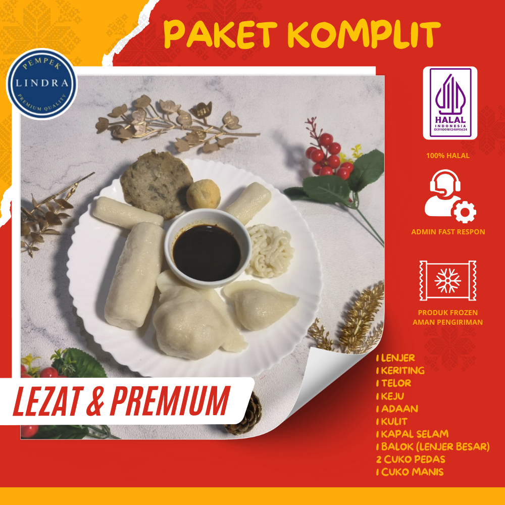 

PAKET KOMPLIT isi 8pcs (mix) + 2 bungkus cuko pedas & 1 bungkus cuko manis | Pempek Palembang | Pempek Premium & Berkualitas