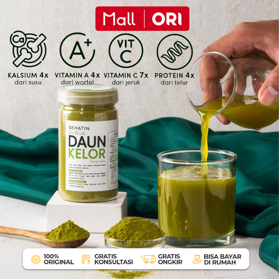 

Bubuk Daun Kelor Moringa Organik 150 gr Pure Premium Moringa Powder Halus 100% Original