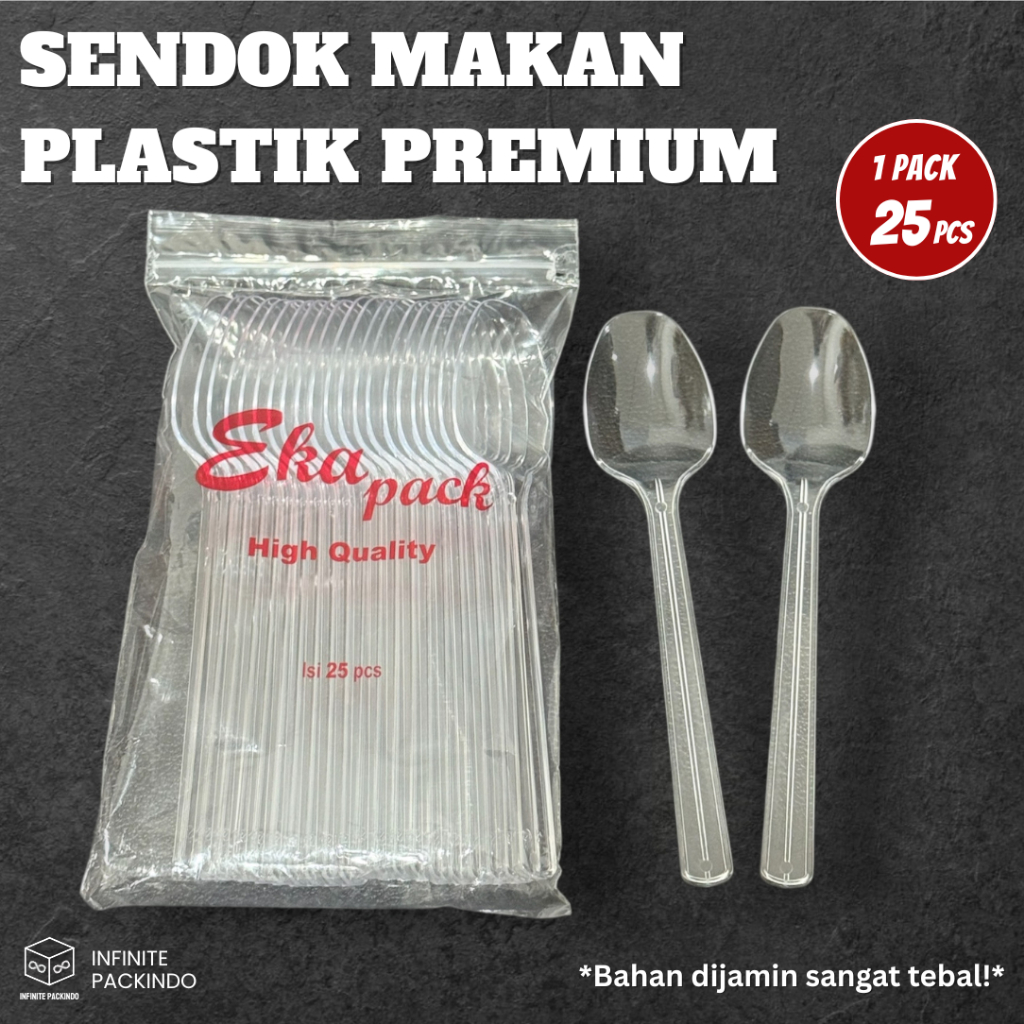 (ISI 25 PCS) SENDOK MAKAN PLASTIK SUPER TEBAL EKAPACK | SENDOK MAKAN PREMIUM