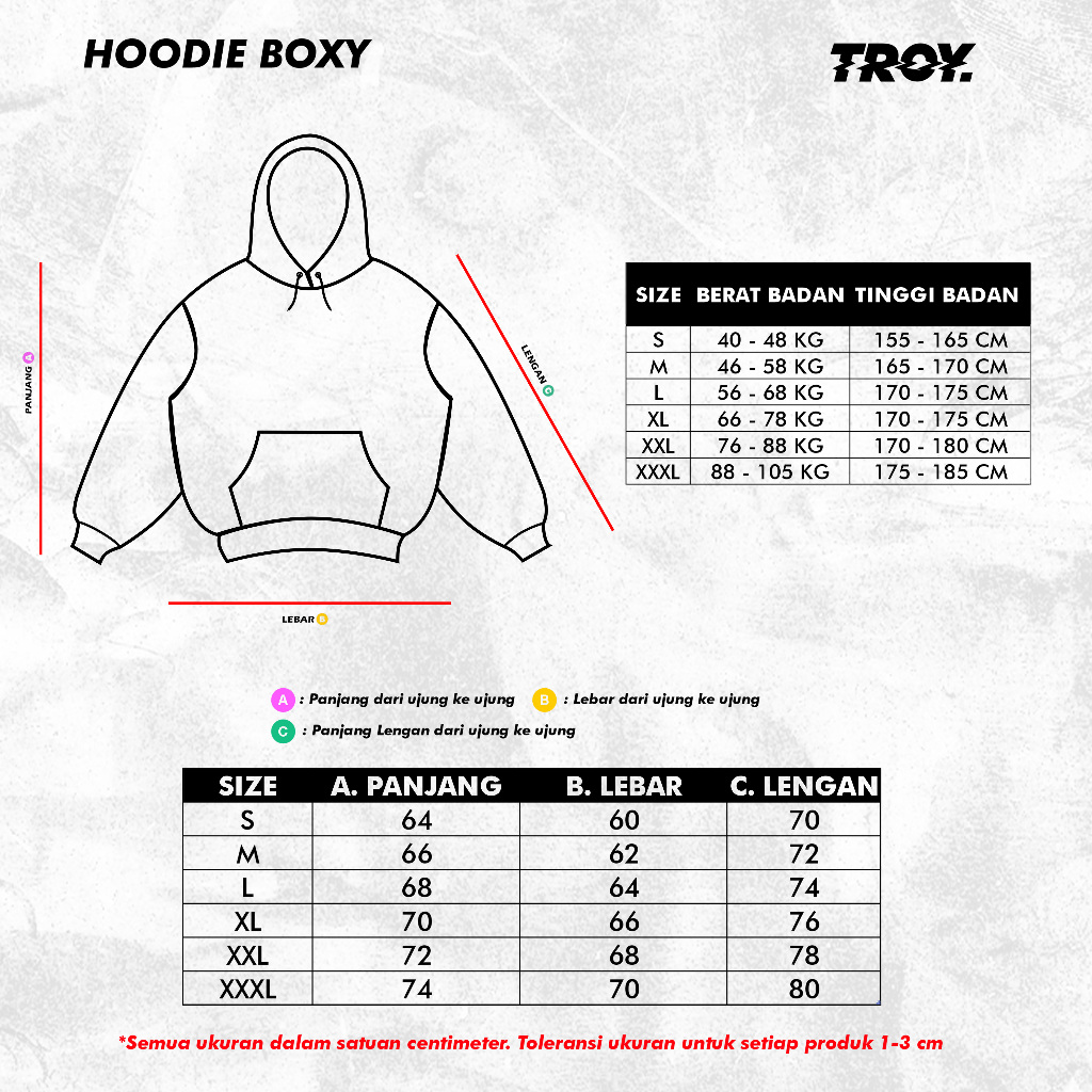 Troy Company Hoodie Boxy Oversized Black Hopeless - Hoodie Boxy Oversize Hitam HB 3173