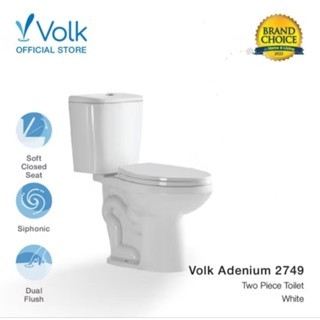 Paket Kloset Duduk Tangki Soft Close 2 Tombol Volk 2749 Komplit Jet shower + Stop kran double  - Med
