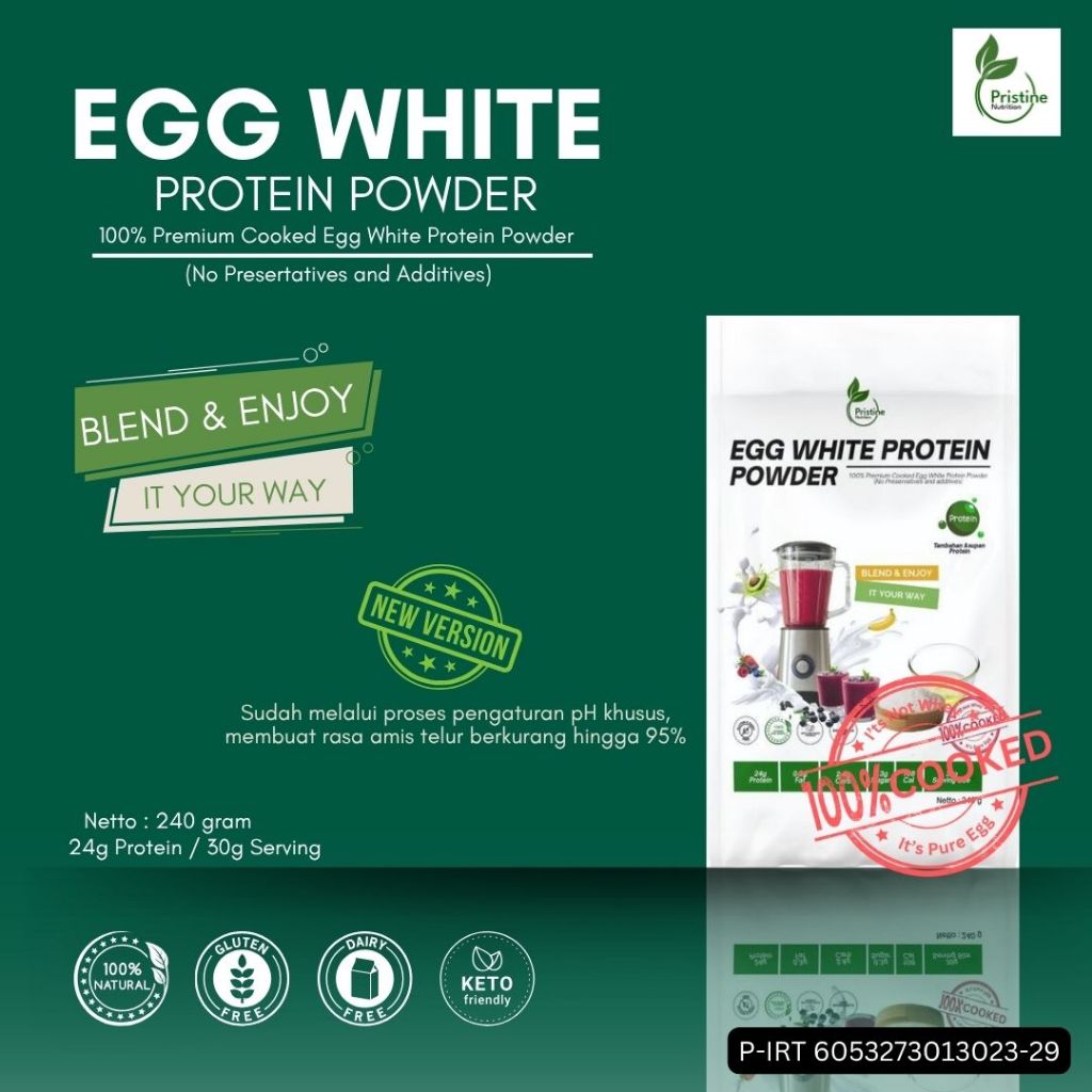 

(240g) Protein Putih Telur Egg White Protein Powder Pristine Nutrition
