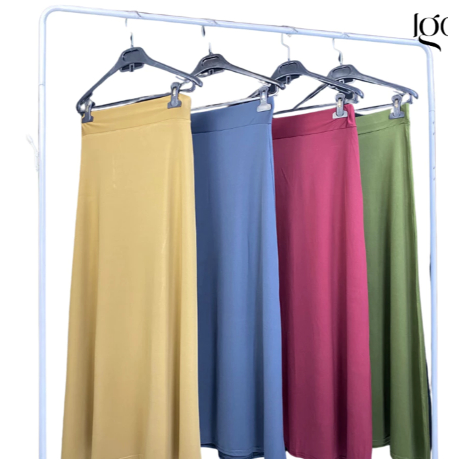 Rok Panjang Spandek Jersey Polos / Rok Jersey Jumbo & Standar