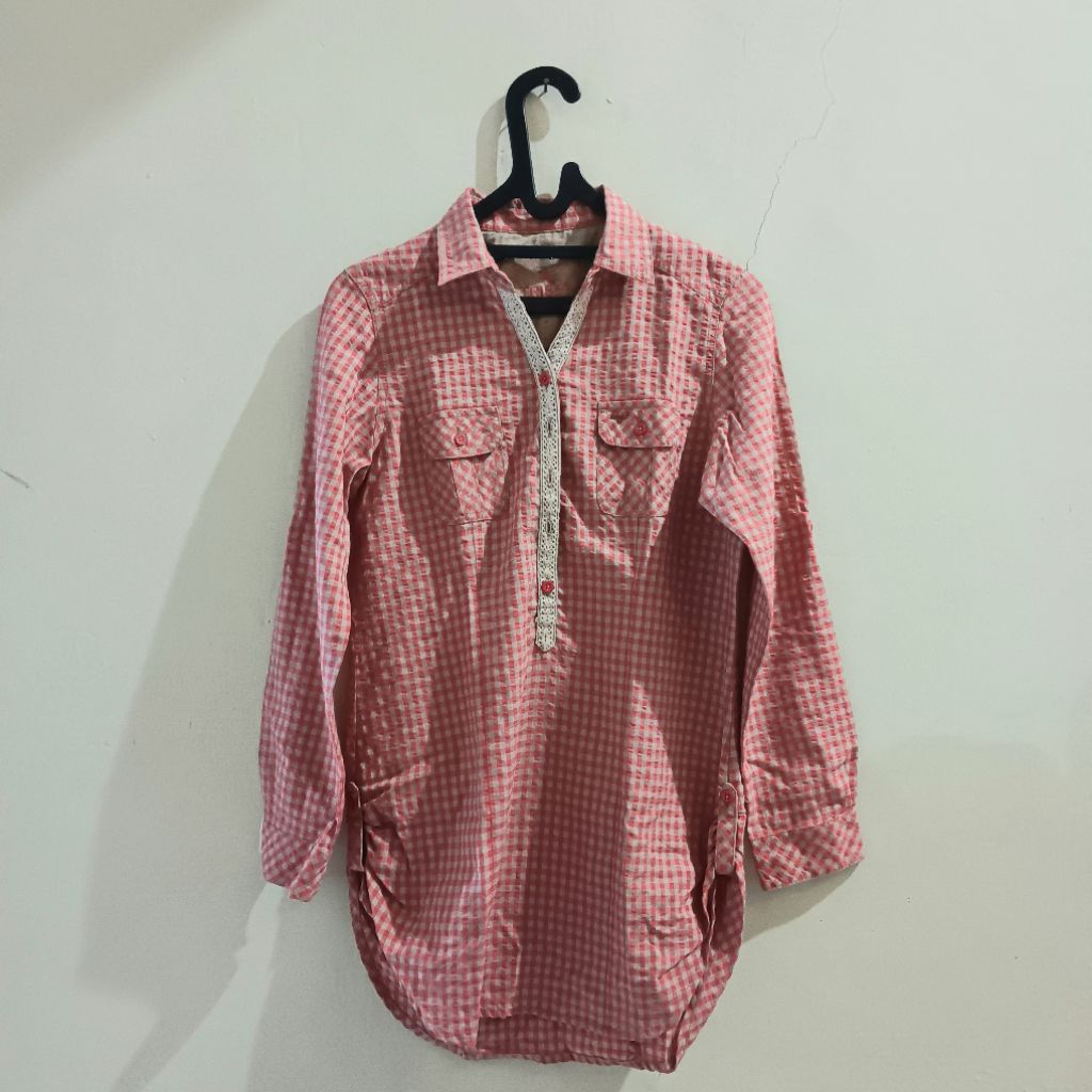 PRELOVED TRISET KEMEJA TUNIK ORANGE WANITA