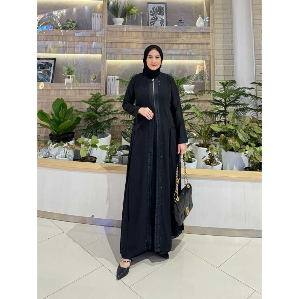Abaya premium gamis arab hitam hikmat terbaru 09