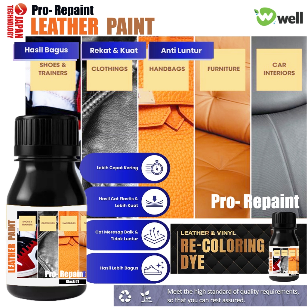 Cat Sepatu Kulit Sintetis Cat Leather Paint Pro Repaint Cat Perbaikan SofaJok Bangku Sofa Mobil Baha