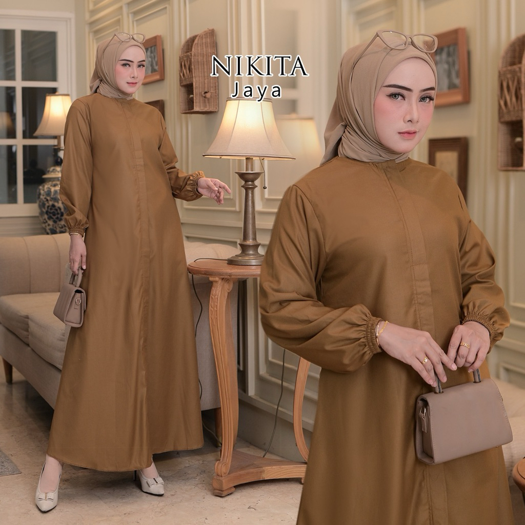 Gamis PNS Wanita khaki bahan Toyobo // gamis pns khaki terbaru resleting depan // baju kerja Pemda ,
