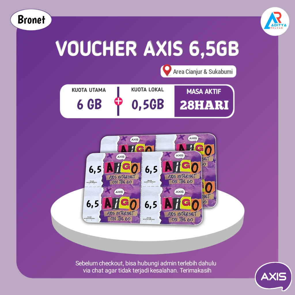 Voucher Kuota Axis 6,5GB Up size 7,5GB 28Hari