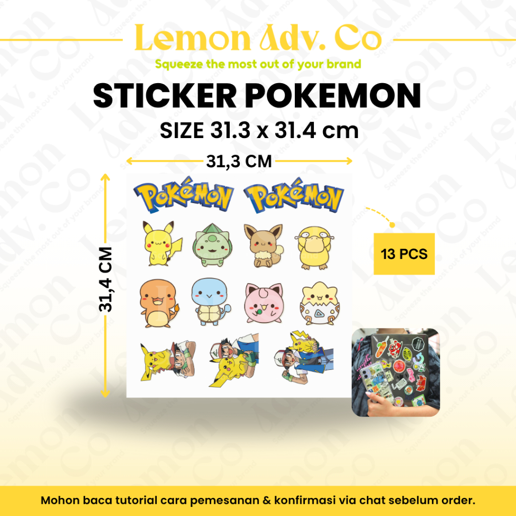 

Stiker UV DTF Karakter Pokémon | Waterproof | Glossy | Siap Tempel