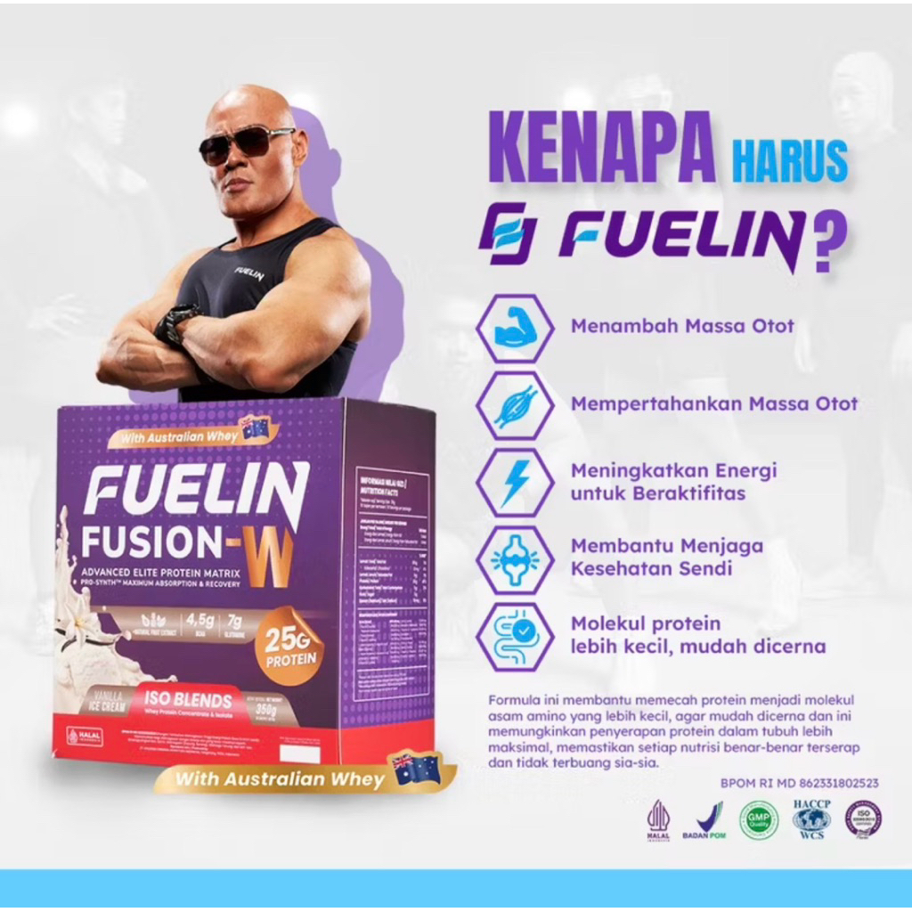 Fuelin - Fusion W ISO BLENDS (whey protein & isolte) susu protein with smart formula