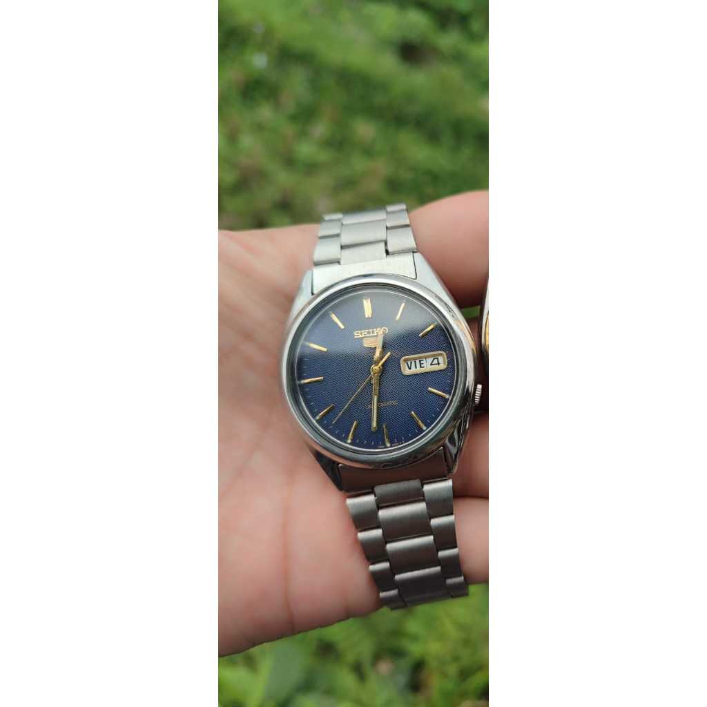 Jam Tangan Seiko 5 Vintage Automatic Dark Blue Second