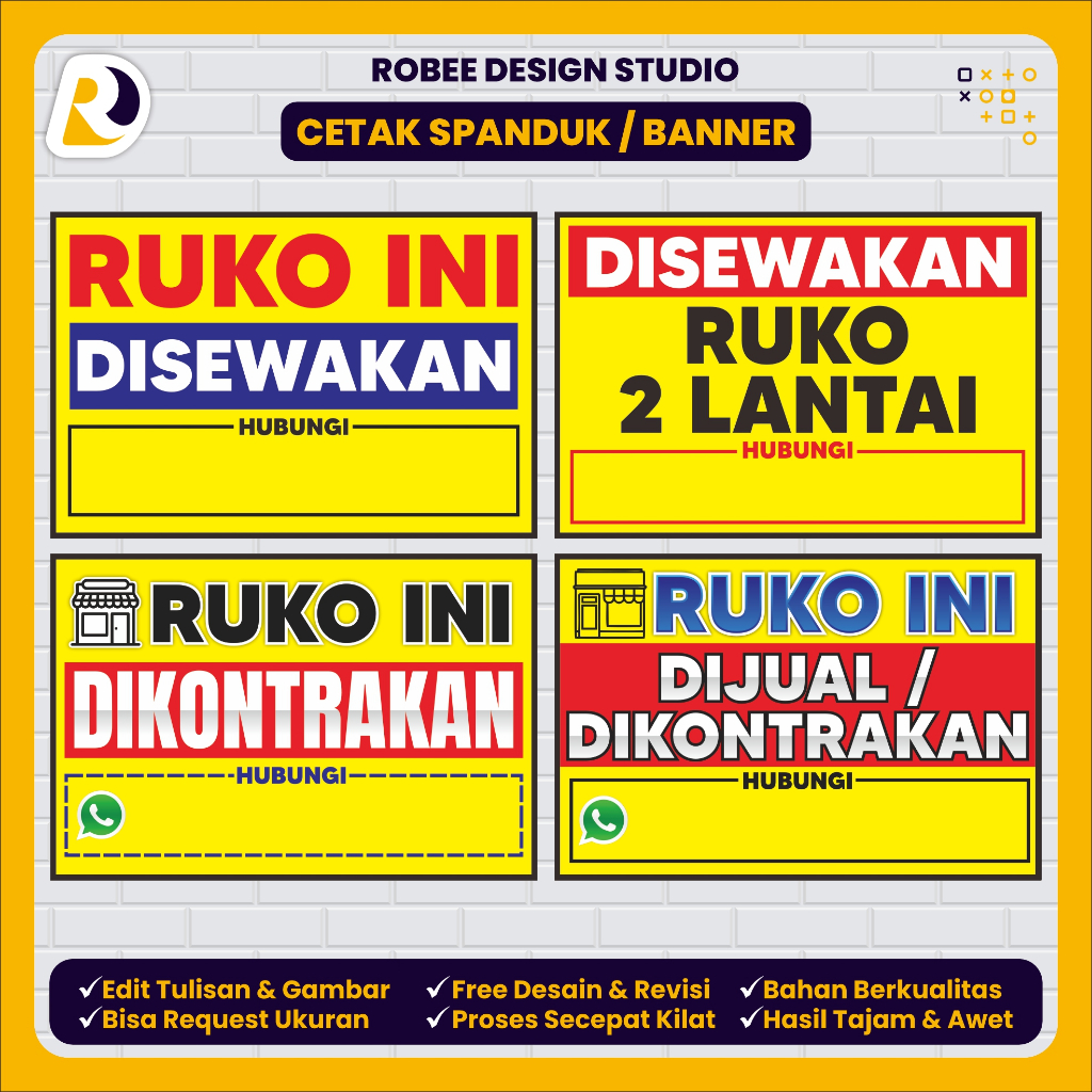 Spanduk Banner Ruko Dikontrakan / Ruko Dijual / Toko Disewakan