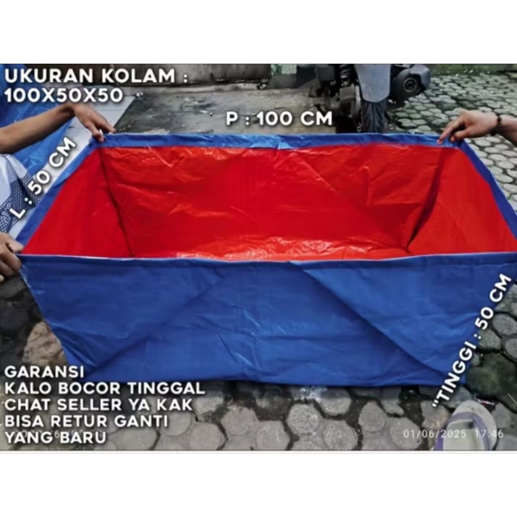 terpal kolam ikan ukuran 100x50x50 tebal banget a5