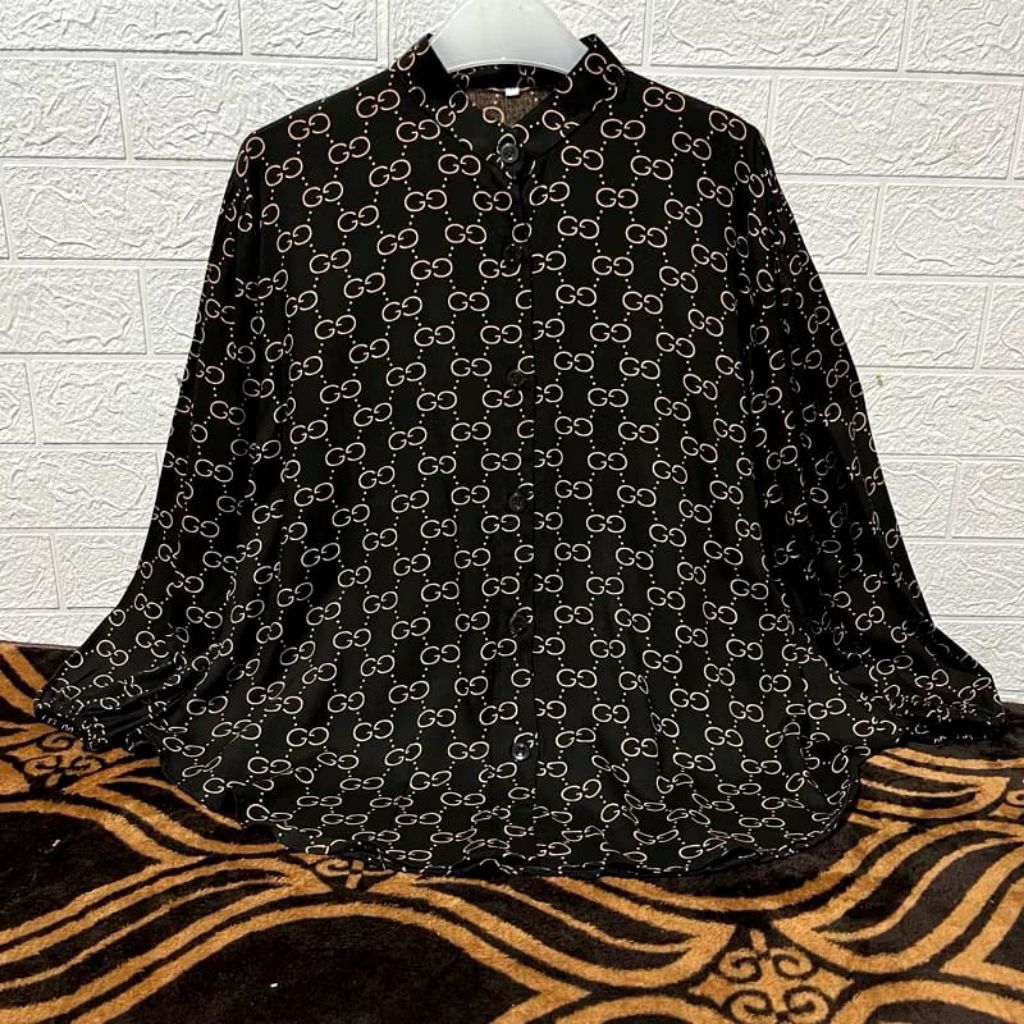 Kemeja Motif Shanghai Blouse Rayon Wanita LD 110 120