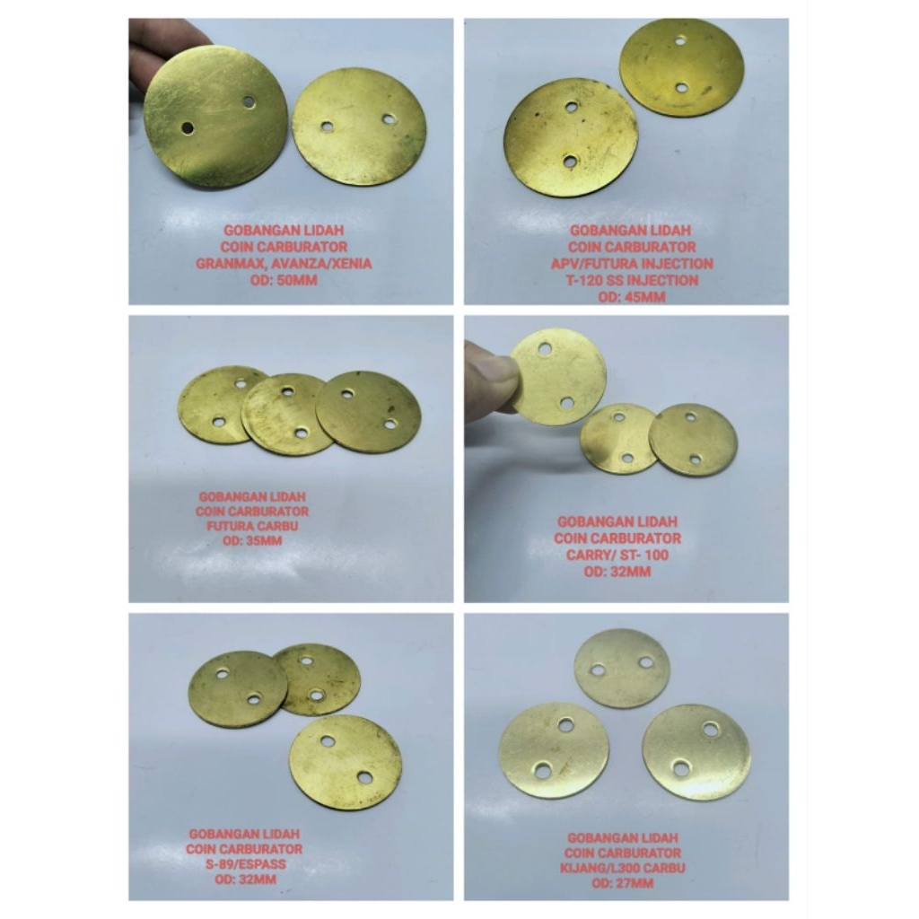 GOBANGAN LIDAH /KOIN KARBURATOR GRANDMAX/AVANZA/XENIA/FUTURA INJEKTION/CARRY ST-100/ FUTURA CARBU /S