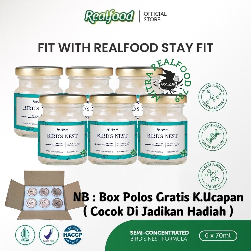 

Realfood Stay Fit 6 Botol Box Polos ( Minuman Sarang Burung Walet )